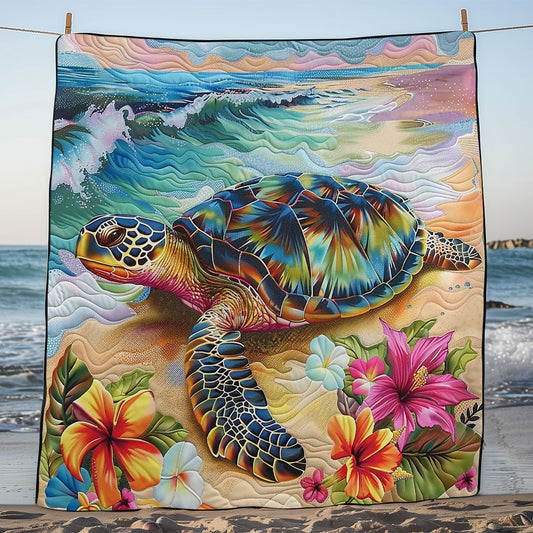Turtle Tropical Beach WM1508016CL Quilt Blanket