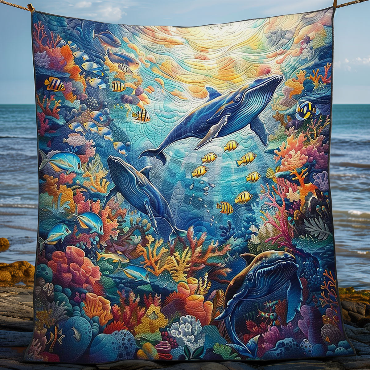 Dolphin And Color Fishes WM1508007CL Quilt Blanket