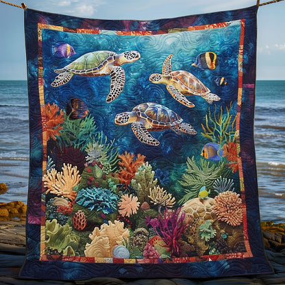 Sea Tour With Sea Turtles WM1008066CL Quilt Blanket