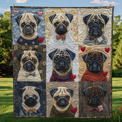 Love Pugs XR2308001CL Quilt Blanket