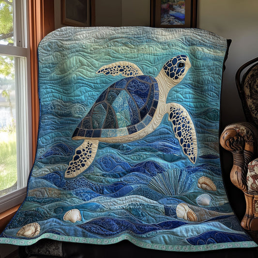 Blue Sea Turtle XR1409018CL Quilt Blanket