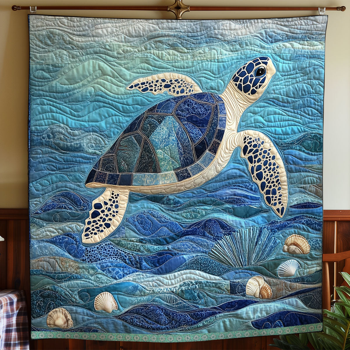 Blue Sea Turtle XR1409018CL Quilt Blanket