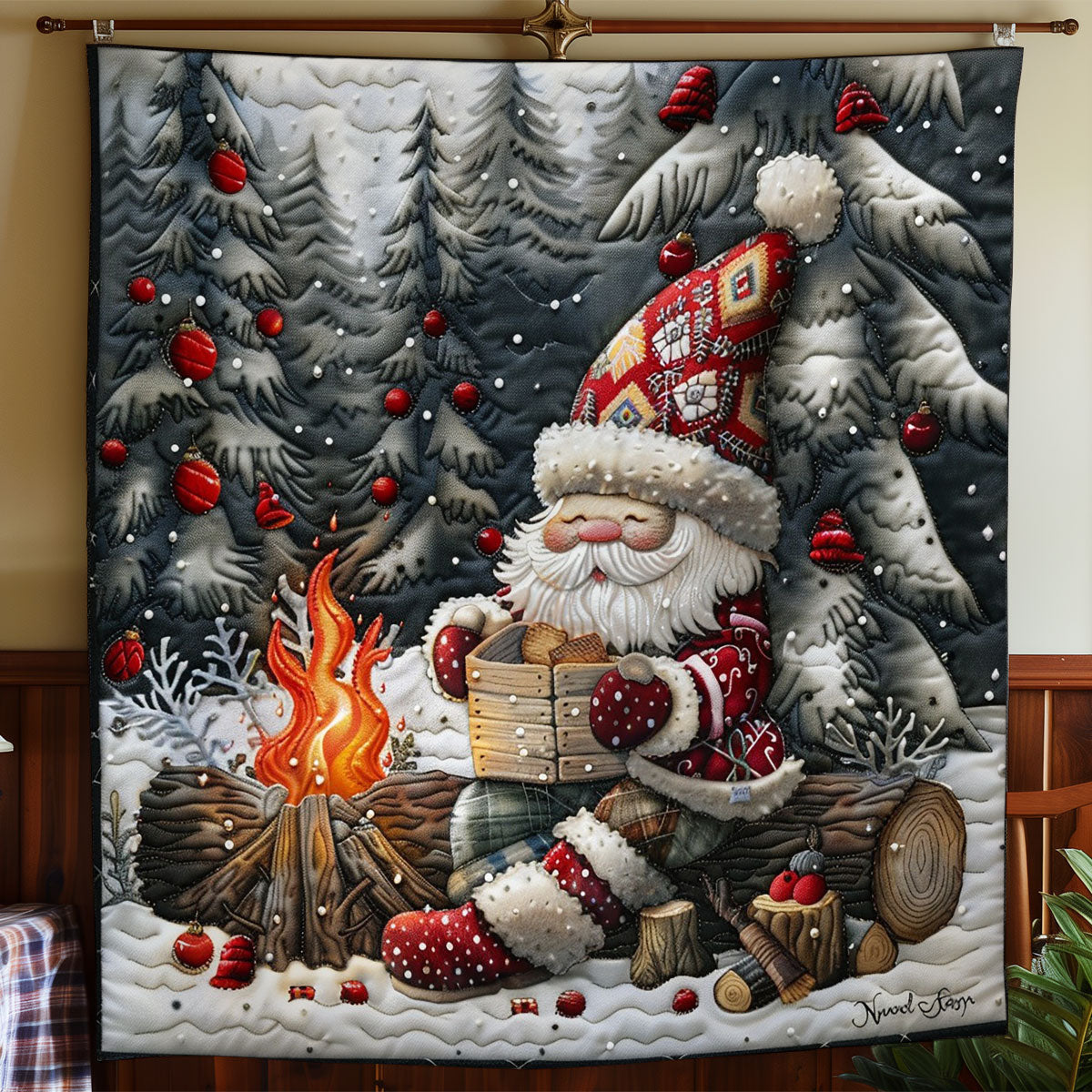 Gnomes By The Fire WO2908032CL Quilt Blanket