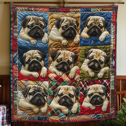 Pug Dogs WO2908042CL Quilt Blanket