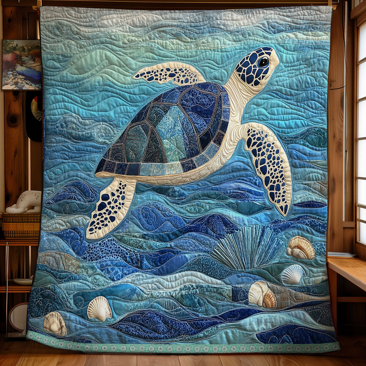 Blue Sea Turtle XR1409018CL Quilt Blanket