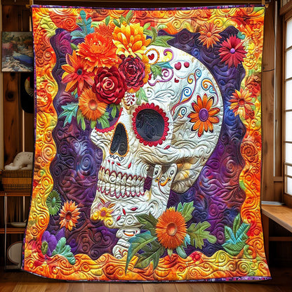 Sugar Skull Marigold WP1008024CL Quilt Blanket