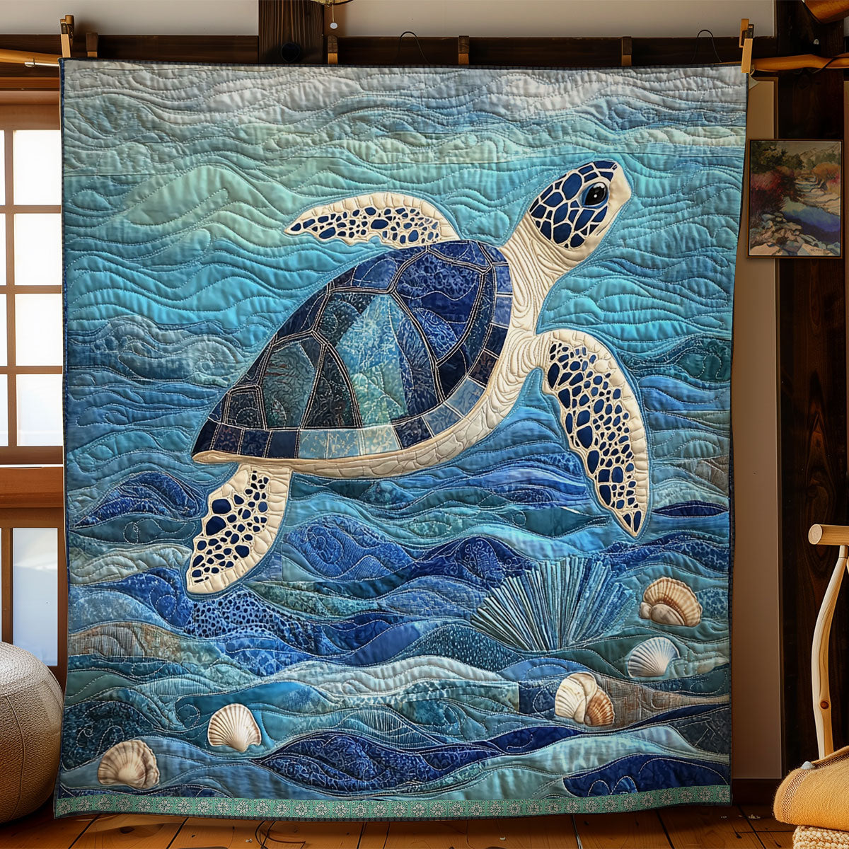 Blue Sea Turtle XR1409018CL Quilt Blanket