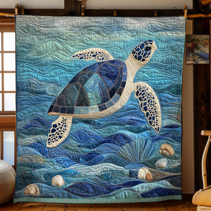 Blue Sea Turtle XR1409018CL Quilt Blanket