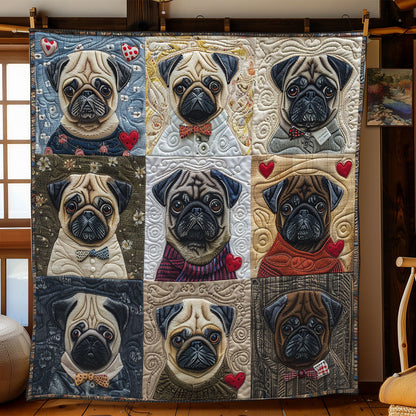 Love Pugs XR2308001CL Quilt Blanket