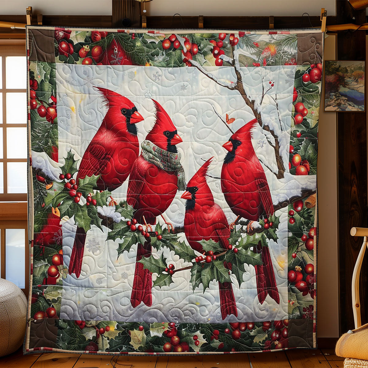 Red Cardinals In The Snow WO2308001CL Quilt Blanket