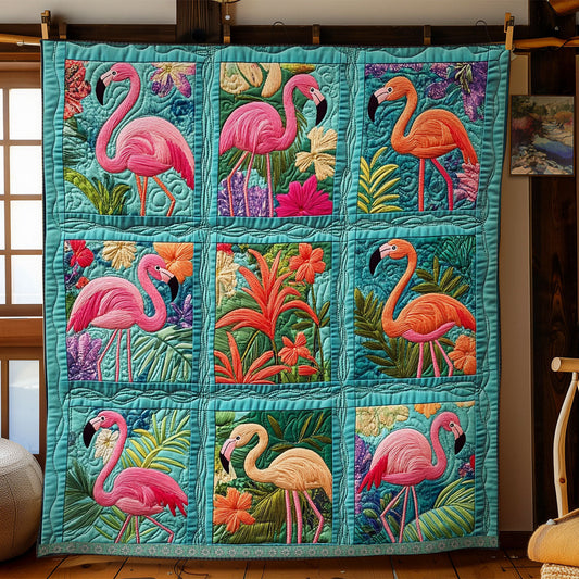 Tropical Pink Flamingos XR1409003CL Quilt Blanket