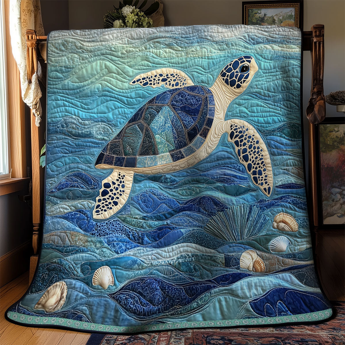Blue Sea Turtle XR1409018CL Quilt Blanket