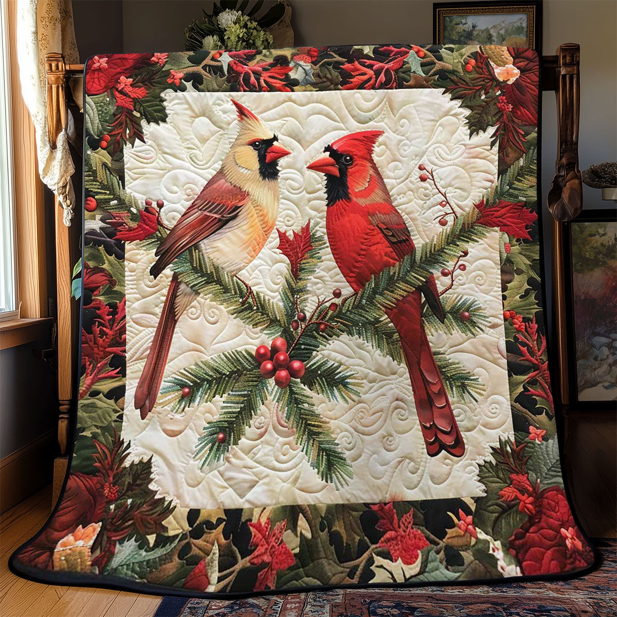 Christmas Cardinal WJ1908007CL Quilt Blanket