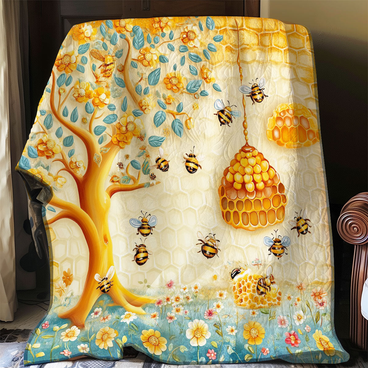 Buzzing Wonders Bees WO0308022CL Quilt Blanket