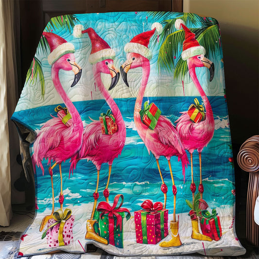 Flamingos And Christmas Gifts WO1008036CL Quilt Blanket