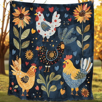 Adorable Chickens XR2907012CL Quilt Blanket