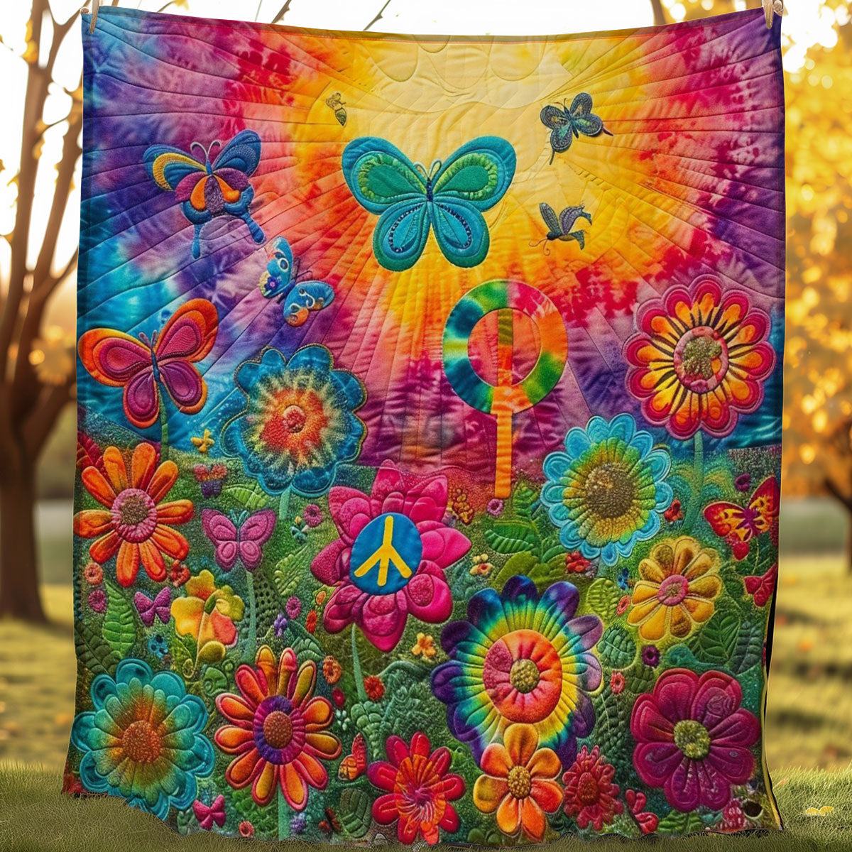 Colorful Flower Garden WO1008044CL Quilt Blanket