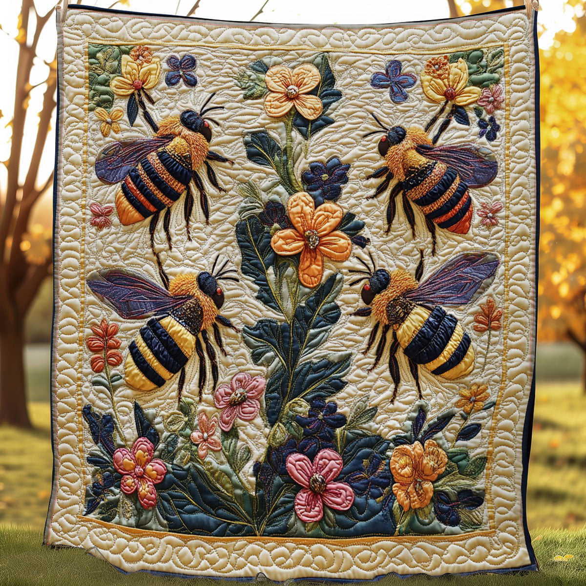 Hardworking Bees WO3107030CL Quilt Blanket