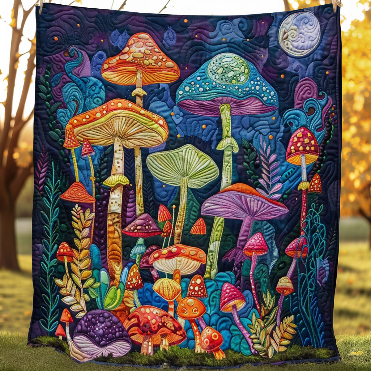 Mushrooms Magic WO0908009CL Quilt Blanket
