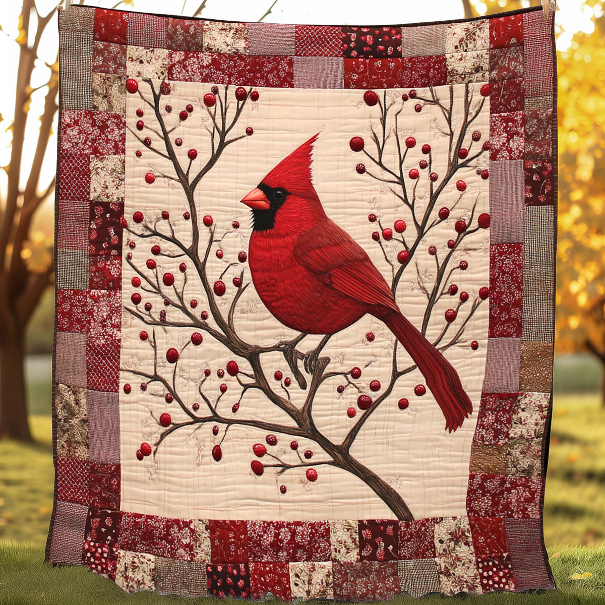Snowy Cardinal XR3107051CL Quilt Blanket