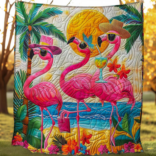 Summer With Flamingos WO0908013CL Quilt Blanket
