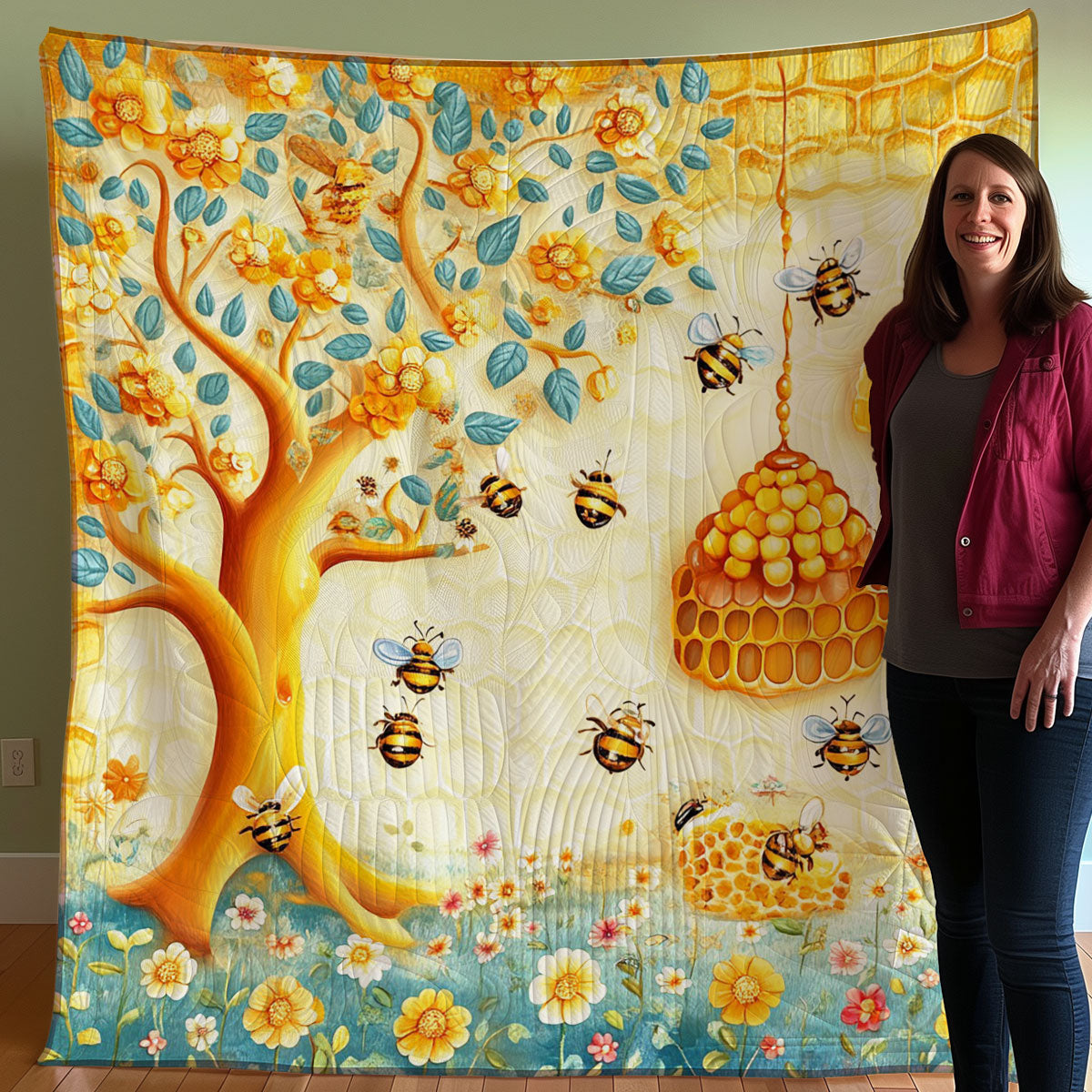 Buzzing Wonders Bees WO0308022CL Quilt Blanket
