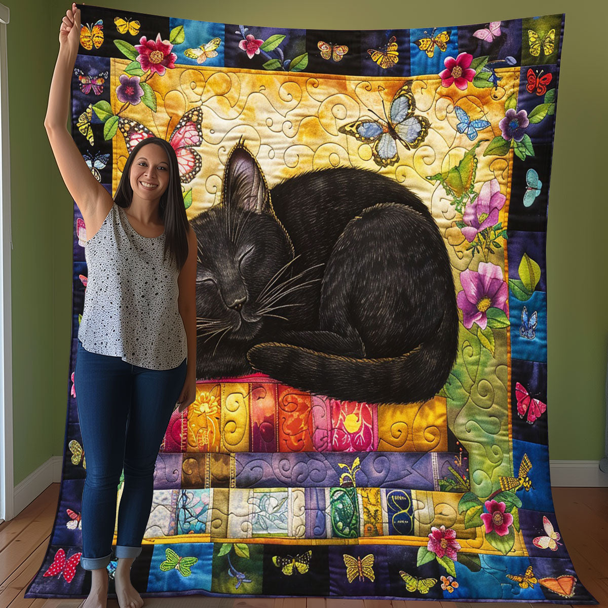 Black Cat Sleep WO3007007CL Quilt Blanket