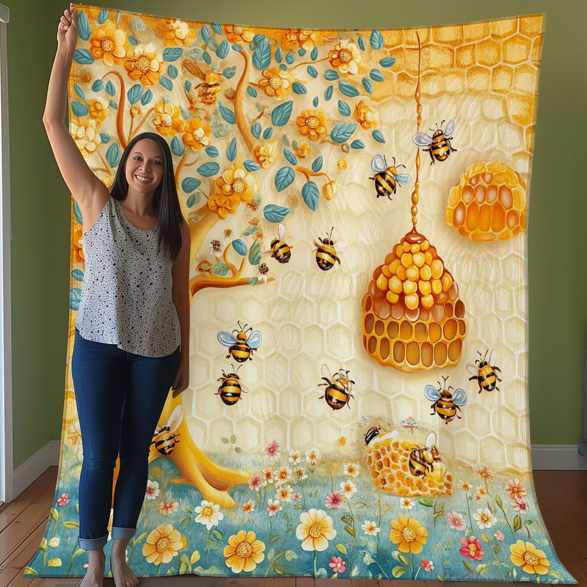 Buzzing Wonders Bees WO0308022CL Quilt Blanket