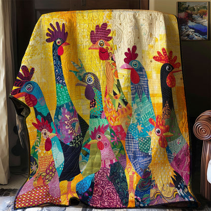 Abstract Yellow Chickens XR2407039CL Quilt Blanket