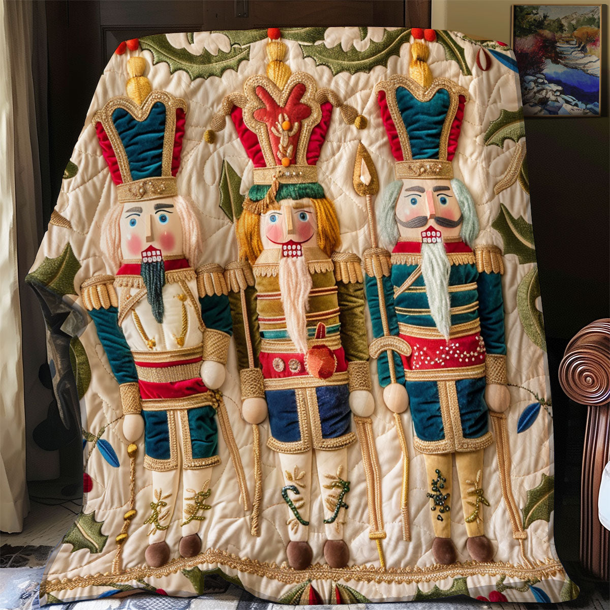 Adorable Animated Nutcrackers XR1508034CL Quilt Blanket