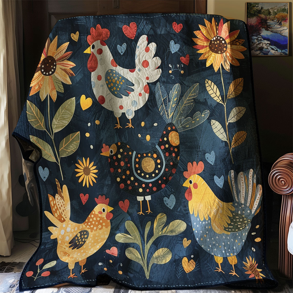 Adorable Chickens XR2907012CL Quilt Blanket