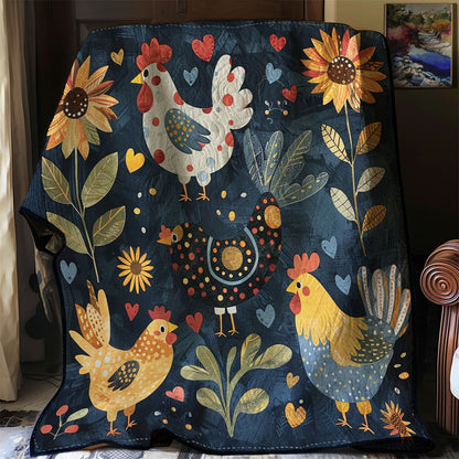 Adorable Chickens XR2907012CL Quilt Blanket