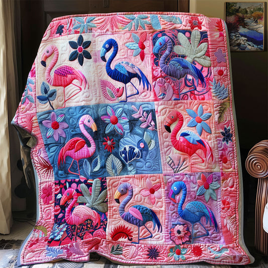Pink And Blue Flamingos XR2208004CL Quilt Blanket