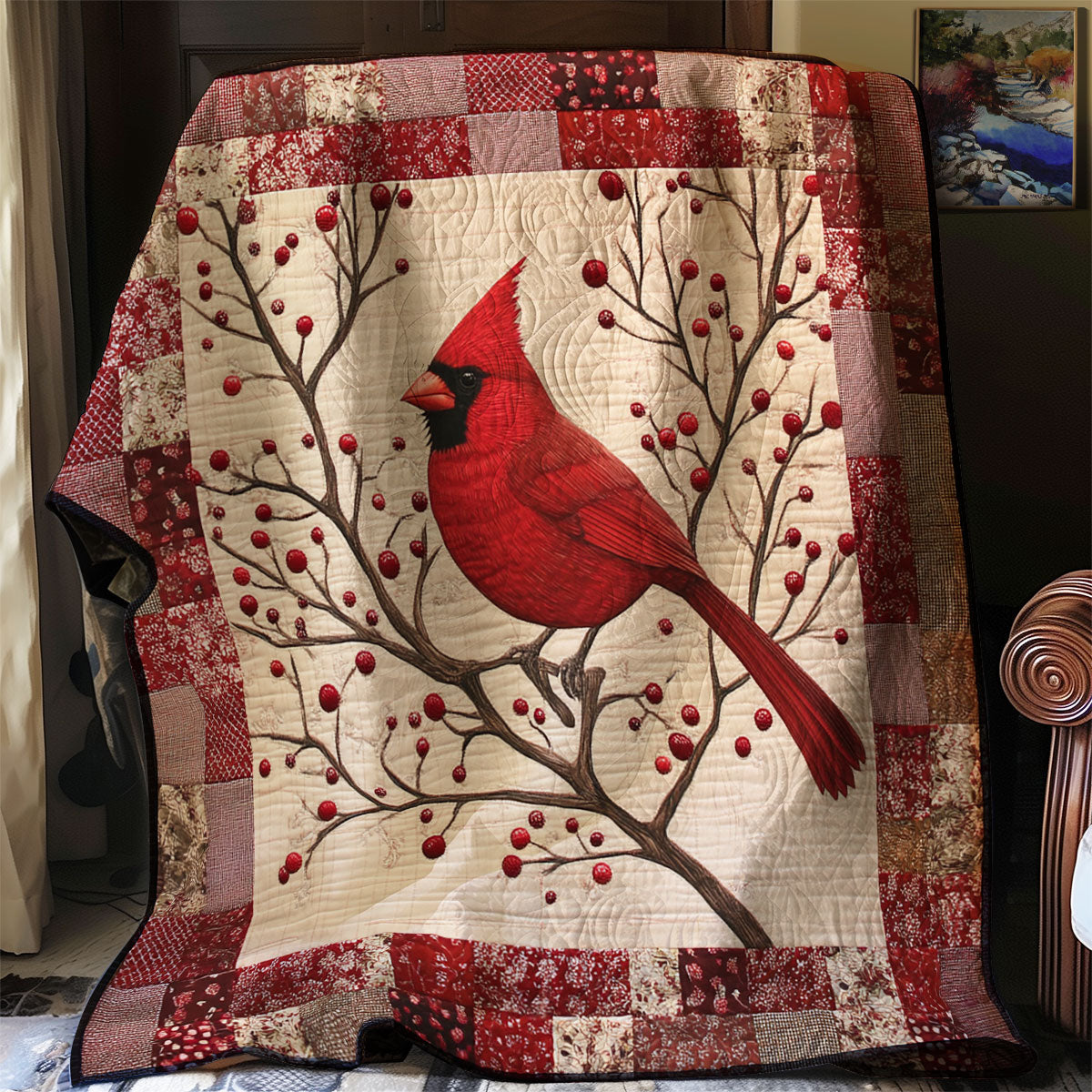 Snowy Cardinal XR3107051CL Quilt Blanket