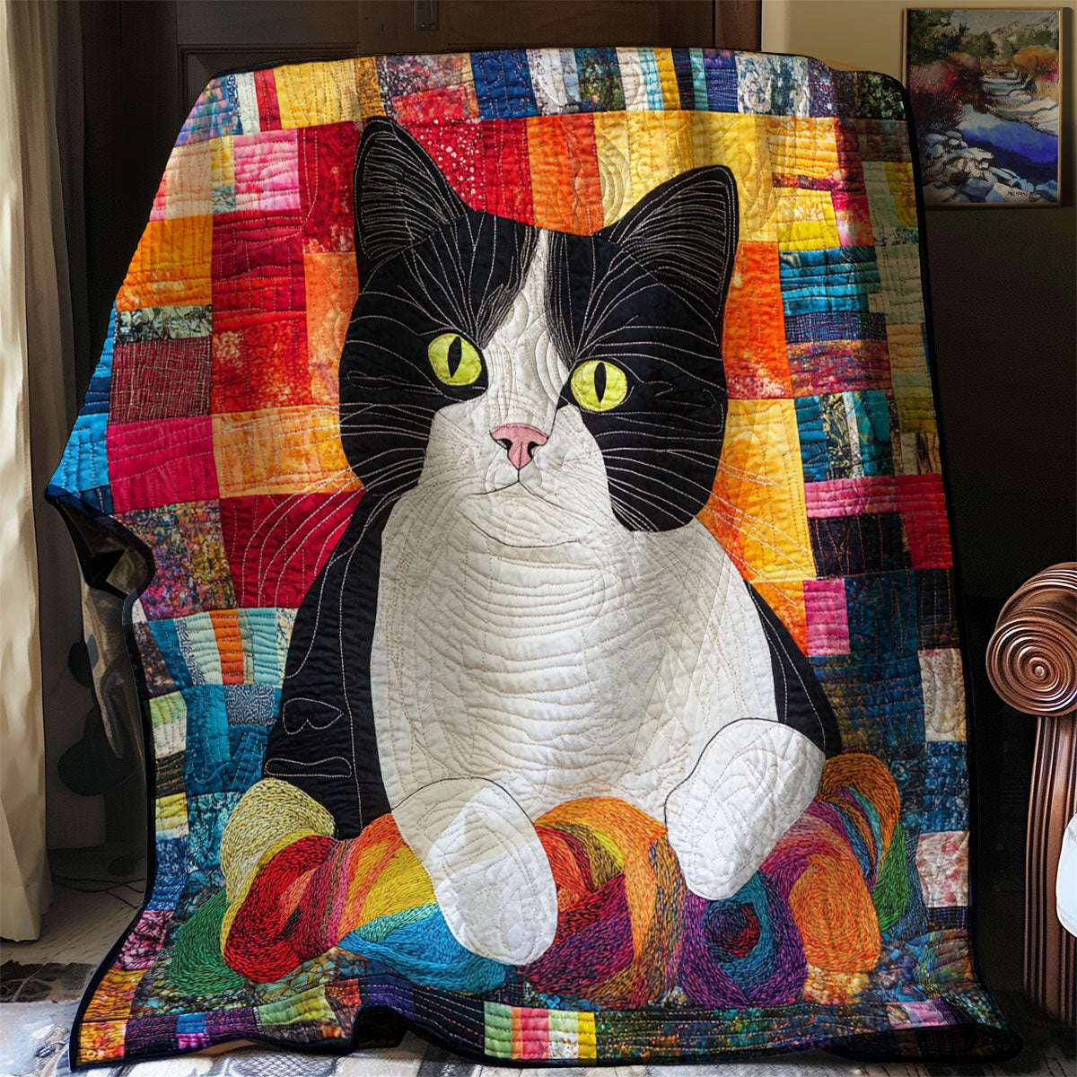 Tuxedo Cat And Yarns XR0608047CL Quilt Blanket