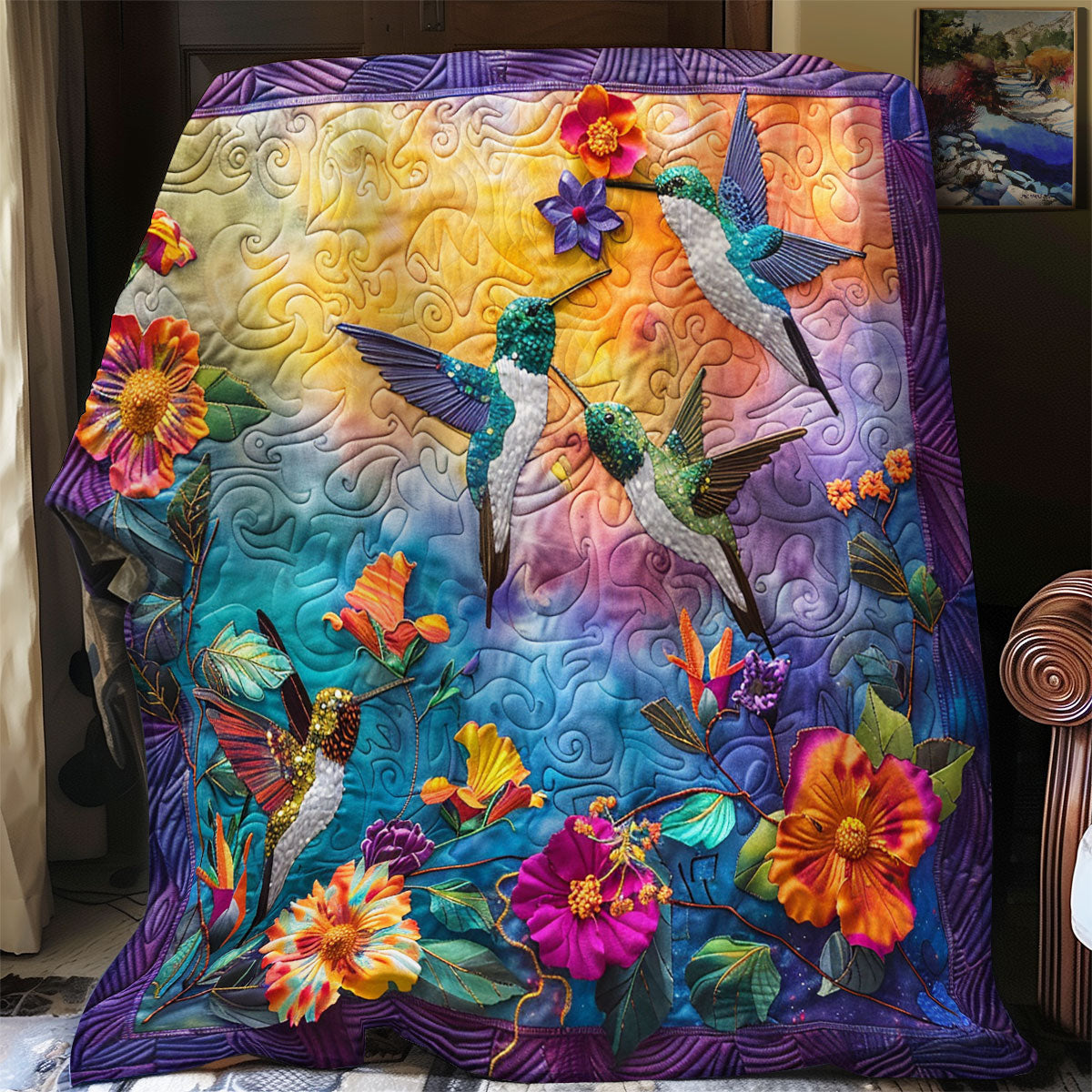 Twinkle Hummingbirds XR1008018CL Quilt Blanket