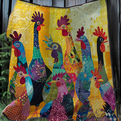 Abstract Yellow Chickens XR2407039CL Quilt Blanket