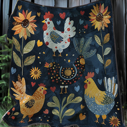 Adorable Chickens XR2907012CL Quilt Blanket