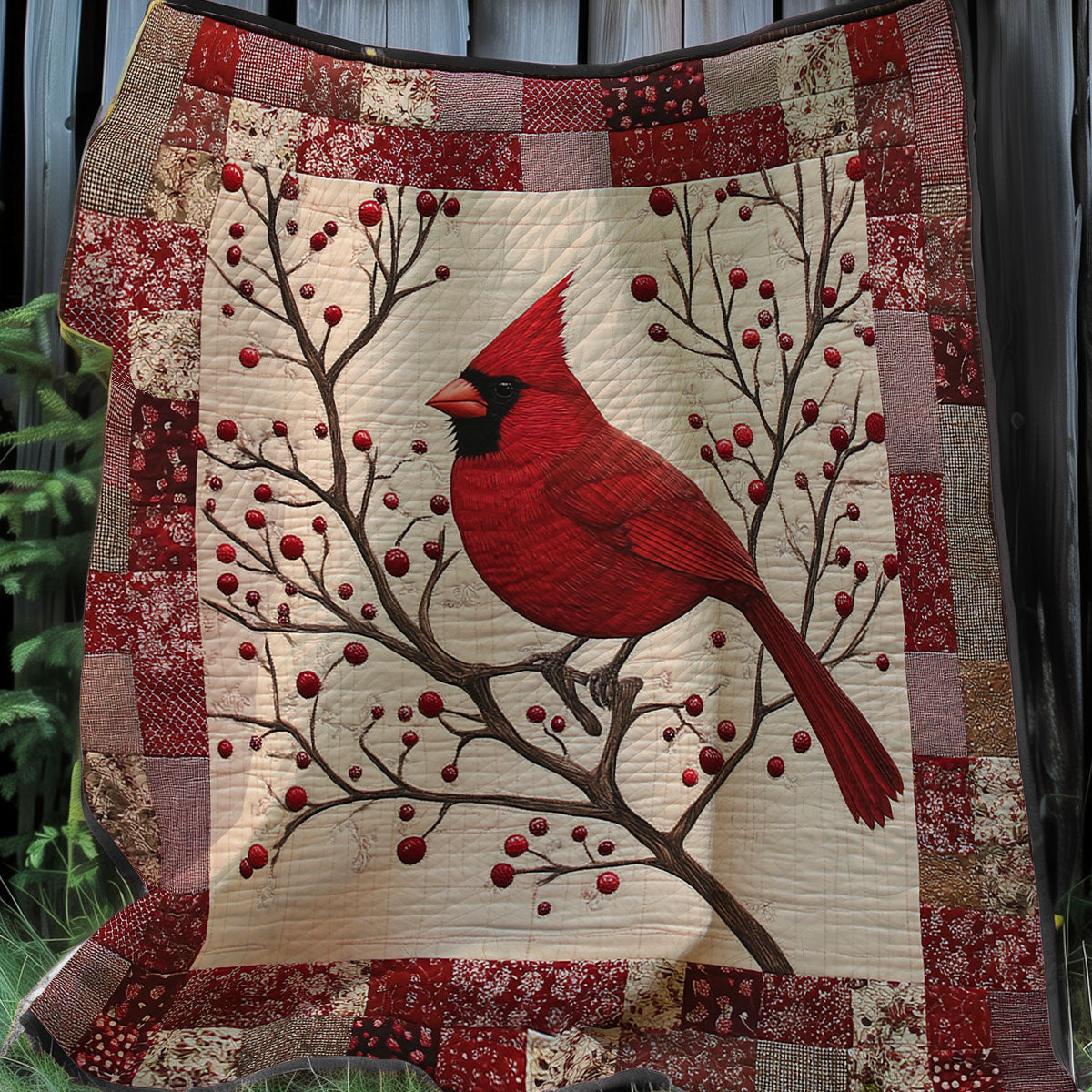Snowy Cardinal XR3107051CL Quilt Blanket