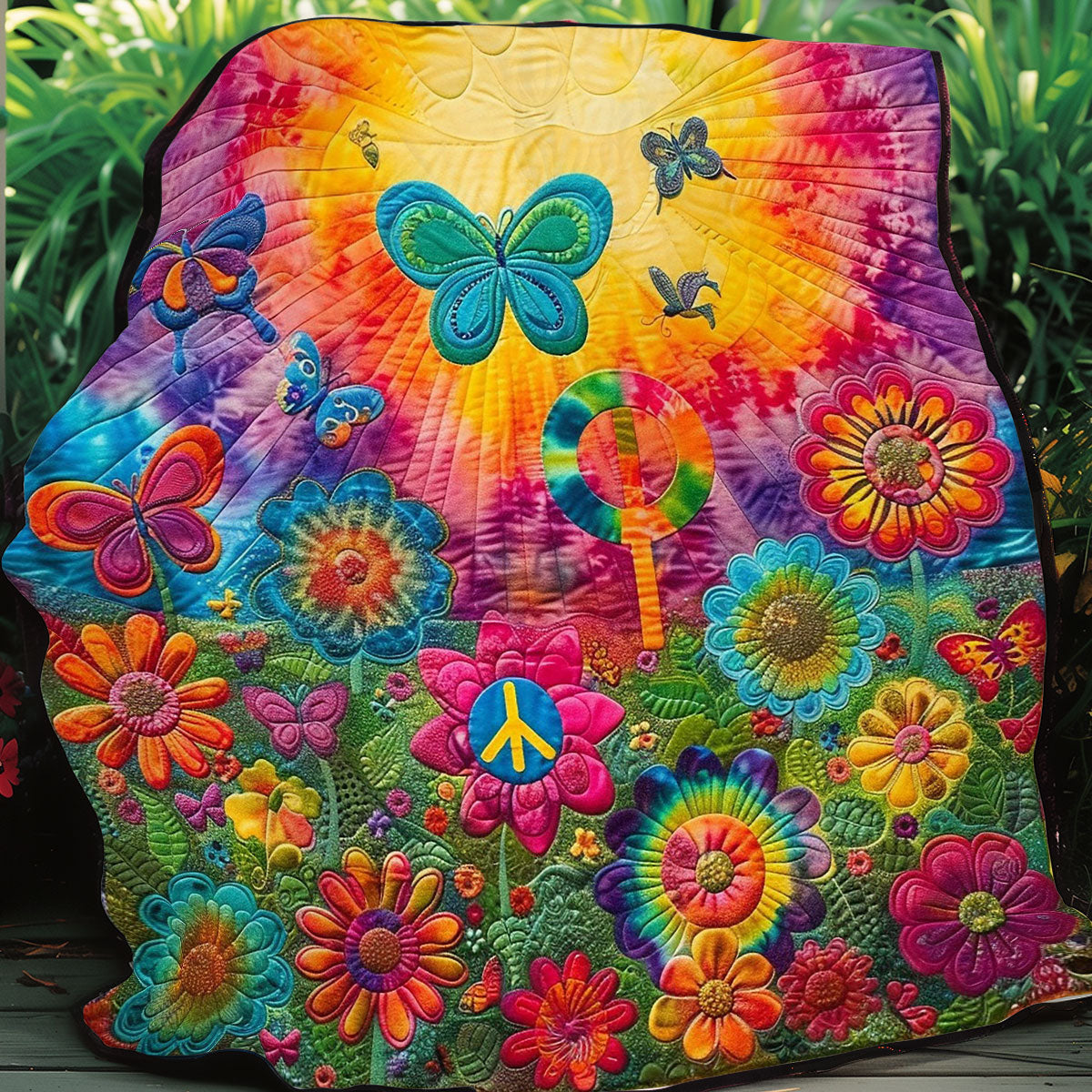 Colorful Flower Garden WO1008044CL Quilt Blanket