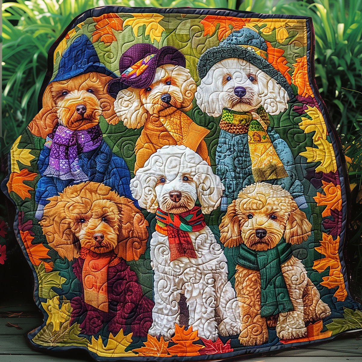 Poodle's Cozy Autumn Days WO0908029CL Quilt Blanket