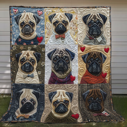 Love Pugs XR2308001CL Quilt Blanket
