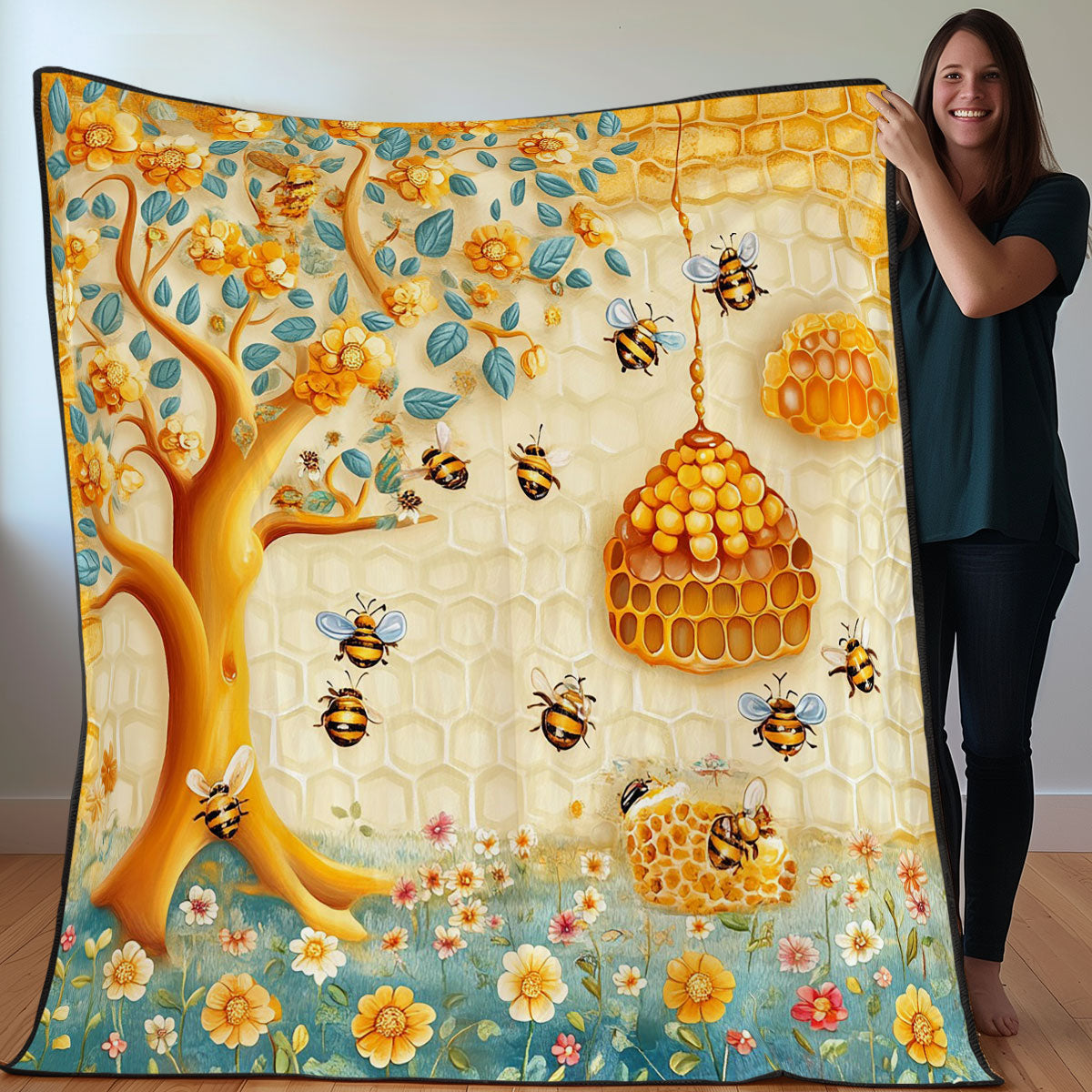 Buzzing Wonders Bees WO0308022CL Quilt Blanket