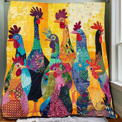 Abstract Yellow Chickens XR2407039CL Quilt Blanket