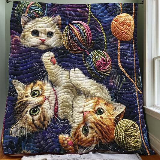 Adorable Yarn Kitties XR3007021CL Quilt Blanket