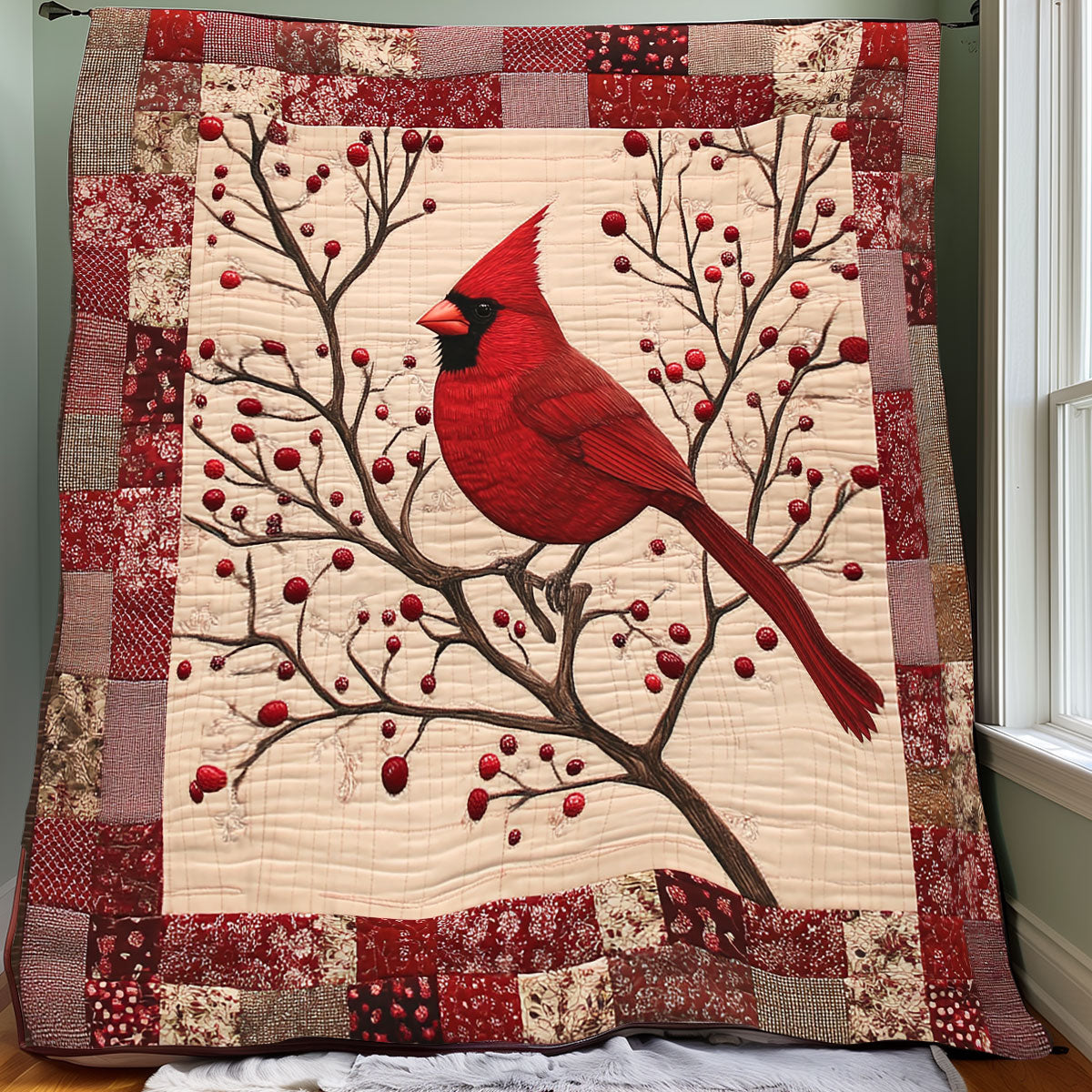 Snowy Cardinal XR3107051CL Quilt Blanket