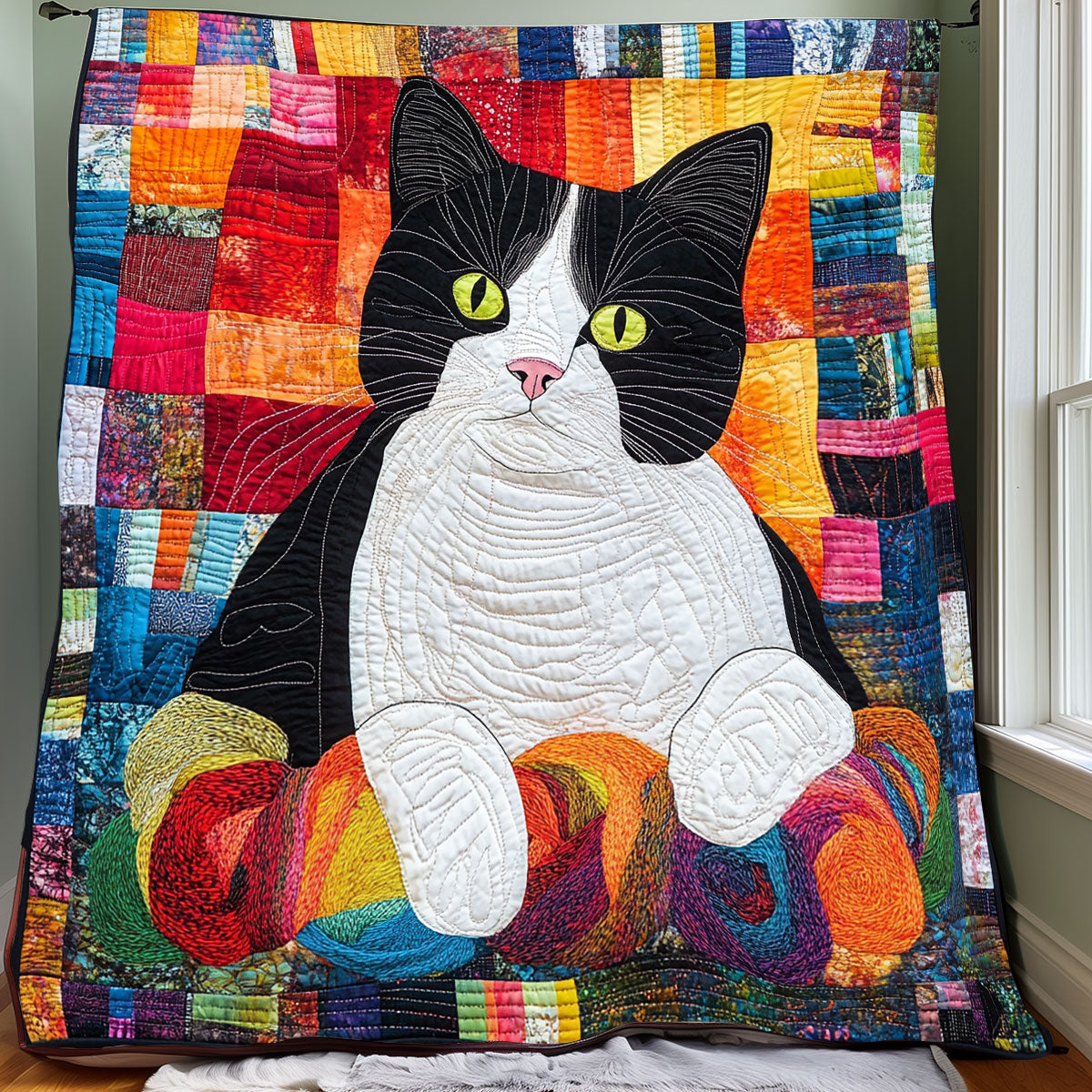 Tuxedo Cat And Yarns XR0608047CL Quilt Blanket