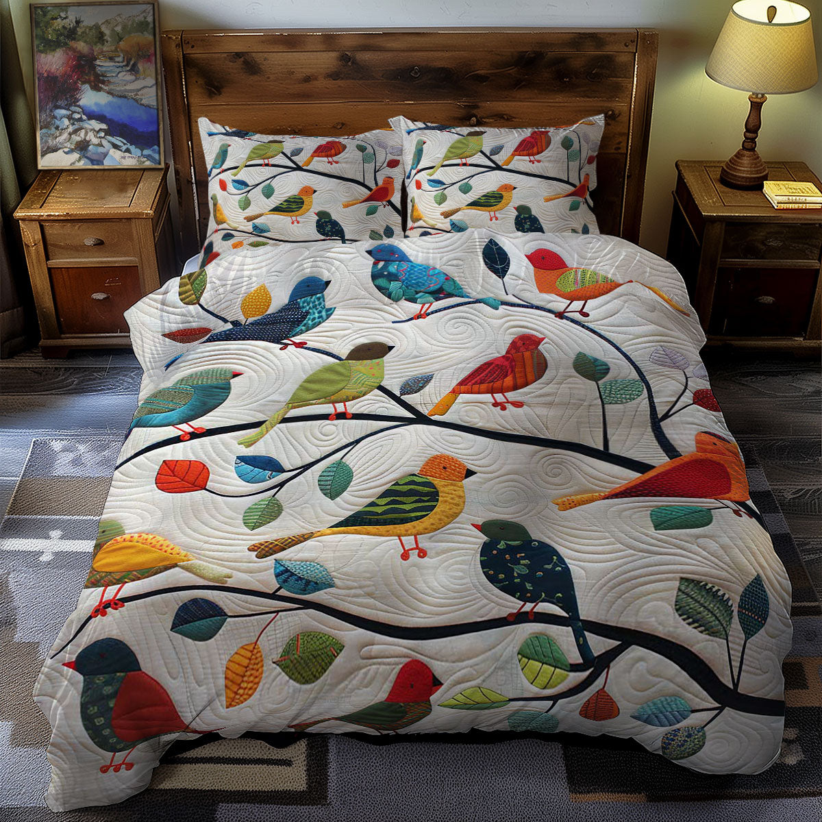Birds WJ1406021CL Quilted Bedding Set