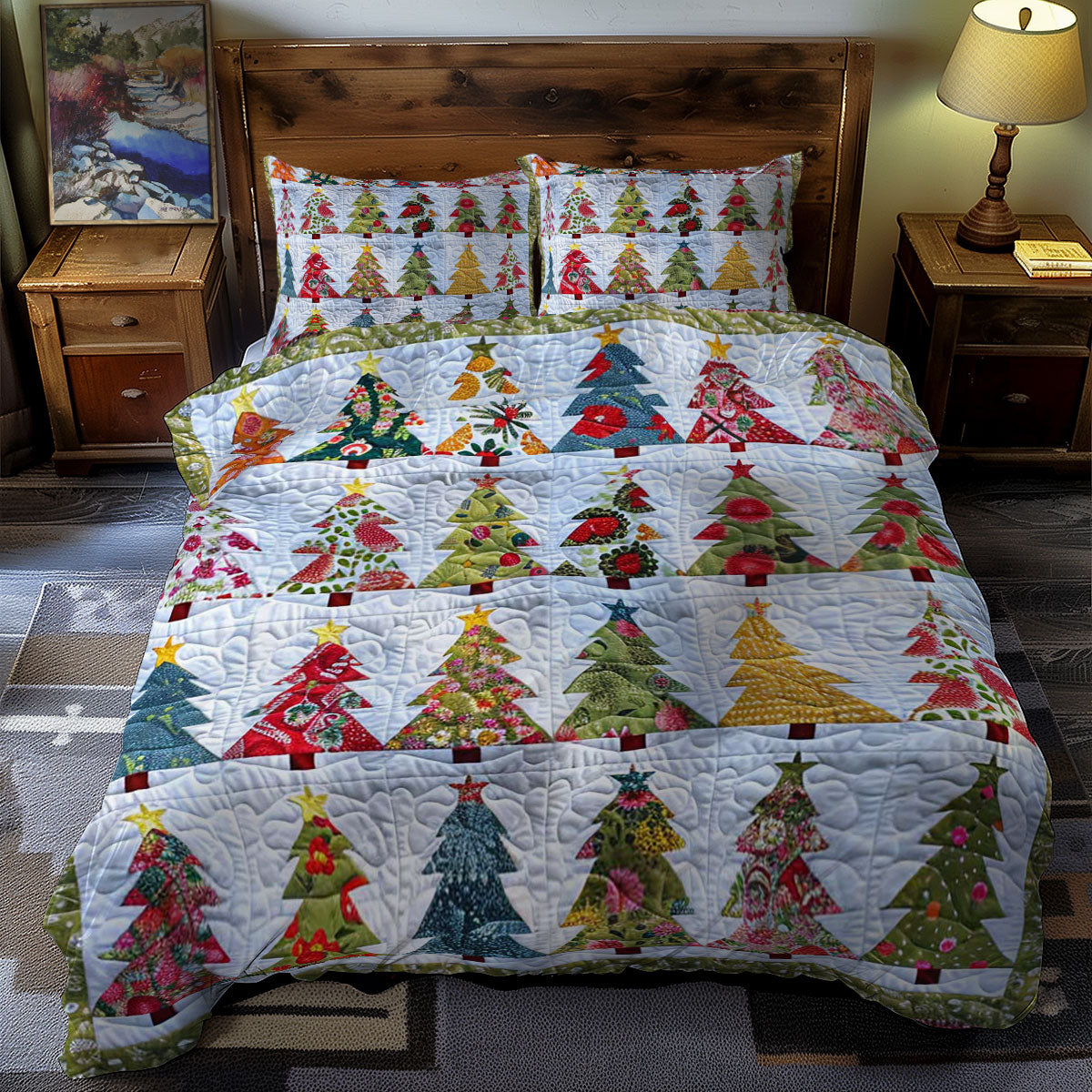 Christmas Tree WJ1106025CL Quilted Bedding Set