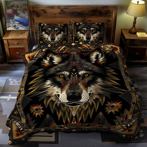 Wolf Native American WJ0606020CL Quilted Bedding Set